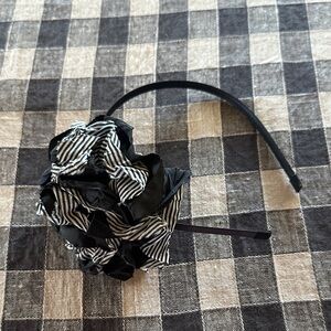 Tasha Black and White Striped Floral Headband